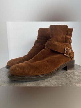 Aquatalia Bree Suede Leather Dark Brown Ankle Boots Booties 7